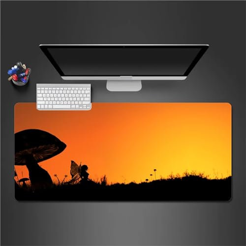 QiHon Gaming Mauspad XXL Sonnenuntergangslandschaft Großes Mauspad Schreibtischauflage mit Vernähte Kanten Einer speziellen Oberfläche verbessert Geschwindigkeit und Präzision 1000x500x3mm