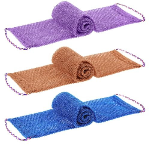 3 Pezzi Spugna da Doccia Esfoliante Africana, Rete Esfoliante Spugne con Corda a Mano,Nylon Esfoliante Spugne da Bagno,Scrubber Esfoliante Spugna per Uomini Donne