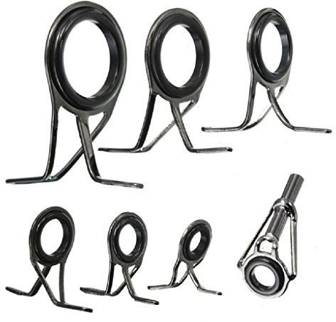 Juego de 7 anillos de pesca de tamaño mixto para reparación de caña de pescar con guía de ojos, juego de caña de pescar con mosca y carrete