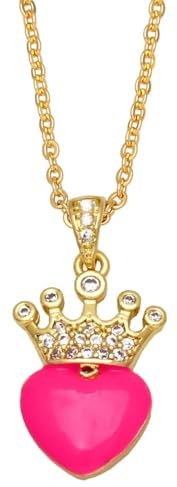 Collar Colgante Cadena Hombre Mujer Joyas Necklace Collar Corazón para Mujer Fucsia