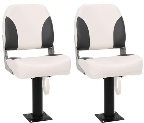 vidaXL Klappbarer Bootsitz 2er-Set, Bootsstuhl mit Niedriger Rückenlehne, Steuerstuhl mit Klappdesign Befestigungsgurt, Steuersitz Klappsitz Boot
