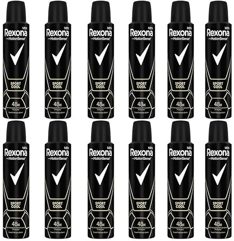 12x Rexona Men MotionSense Deo Spray Sport Cool - Anti-Transpirant mit 48 Stunden Schutz gegen starkes Schwitzen und Körpergeruch ohne Alkohol 150 ml (12er Pack)
