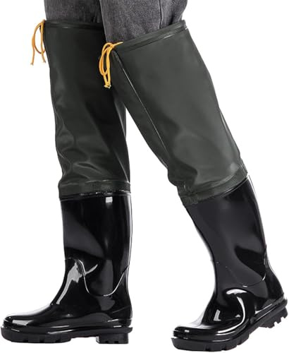 DgtZyrih 60 cm hohe Regenstiefel Angelschuhe Ultraleichte PVC-Wathose 100% wasserdichte Gummistiefel rutschfeste Jagdstiefel zum Angeln Jagd Pflanzen Landwirtschaft,Schwarz,40