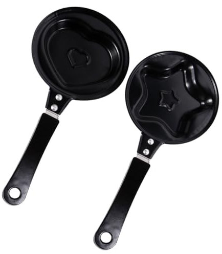 Poêle à Mini-Omelettes Formes Étoile et Cœur en Fer Antiadhésive, 2 Pièces