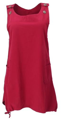 GURU SHOP hängselkjol, oversize axelbandsklänning, hängselklänning, ballongkjol, dam, bomull, röd, 38
