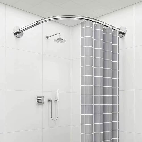 TapferBahn Duschvorhangstange L Forms,Edelstahl Dusche Vorhangstange Ecke,90 Grad Duschvorhangstange über Eck,Ecke Badewanne Edelstahl Teleskopstange,für Badezimmer Badewanne Umkleidekabine