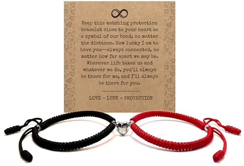 LAMIBEE Couple Matching for Distance Love, Red Infinity Friendship Bracelet, Love Multicolor Tibetan Lucky, Woven String Protection Thread for Men Women, Friend Couple, Valentine, Anniversary (Red and Black Matching)