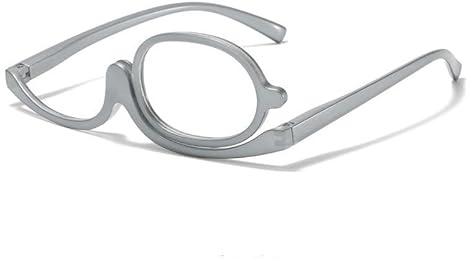 JZ 2X Magnifying Makeup Glasses with Swivel Lens - High-Definition Reading Glasses for Women, Stylish and Functional for Makeup, Crafting, and Close-Up Work (Silver 4.0)