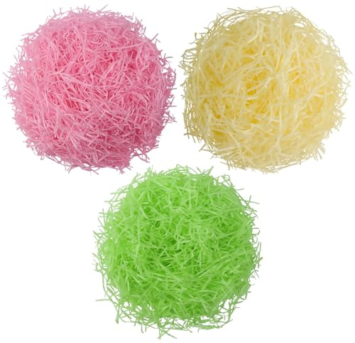 Füllmaterial Geschenk,RoadLoo 300g Holzwolle Füllmaterial zum Dekorieren von Geschenkkörbe Geschreddertes Papier Material Verpackungsmaterial Ostergras Dekogras für DIY Geschenkverpackung 3 Farben