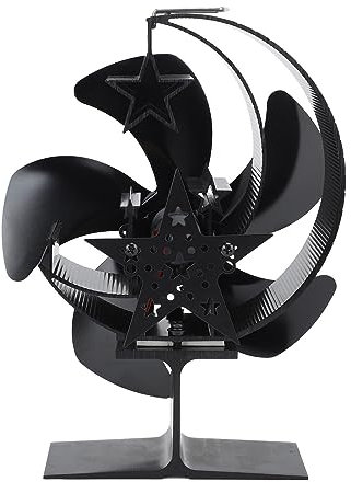 TOPINCN 5 Blades Stove Fan, Quiet Heat Powered Wood Burner Fan for Outdoor Ice Fishing, Heat Powered Wood Chimneys Stove Fan, Pipe Fireplace Fan (Black)