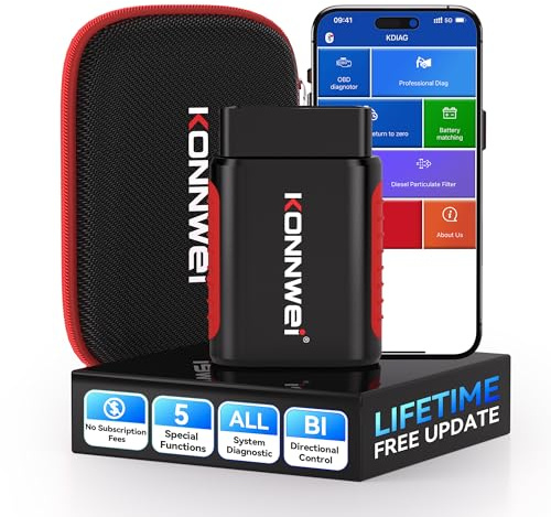 KONNWEI OBD2 Scanner Bluetooth - Full System Diagnostic Tool w/Bi-Directional Control, Oil/EPB/DPF/BMS Reset、TPMS Read for 40+ Vehicles, No Subscription, Lifetime iOS Android App, Storage Box Included
