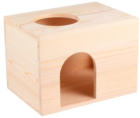 GALPADA Cabane en Rondins pour Nourrir Petits Animaux, Mangeoire Multifonctionnelle en Bois, Modèle Rectangulaire, Usage Extérieur, Adaptée aux Écureuils et Cochons D’Inde