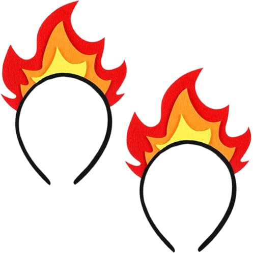 Fituenly 2 Diademas De Llamas, Tocado De Fuego, De Llamas, Tocado De Fieltro, Accesorios De Fuego para Disfraces, Cosplay, Fiestas, Accesorios De Fotos.