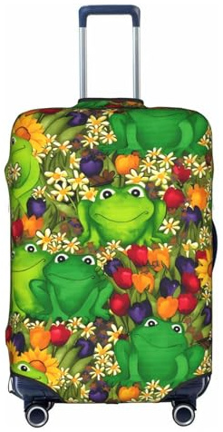 ZHAOUR Kofferüberzug Schoner - Elastischer Cartoon-Froschdruck Gepäck Reisezubehör für Geschäftsreisen, weiß, M