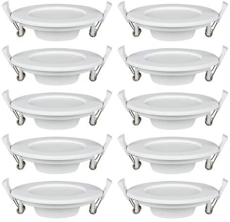 LUXULA 10 Stück LED Einbaustrahler Spots 18W 1880lm dimmbar, rund | matt weiß, CCT 3000K 4000K 6500K einstellbar, IP44 Deckenspots flach, Deckenstrahler, Spotlight, 220x32mm