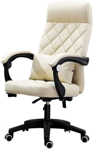 Ergonomic Reclining Office Chair High Back PU Leather Gaming Chair with Adjustable Seat Computer Desk Chair for Home Office Comfortable Executive Swivel Chair for Lunch Break Workstation Use