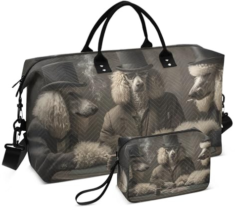 ZRYSMY Duffel Bag for Travel, Poodles Porker Table Gym Bag with Multiple Interior Pockets Shoulder Weekender Bags for Women Men 20.5 x 7.9 x 13.8 Inch