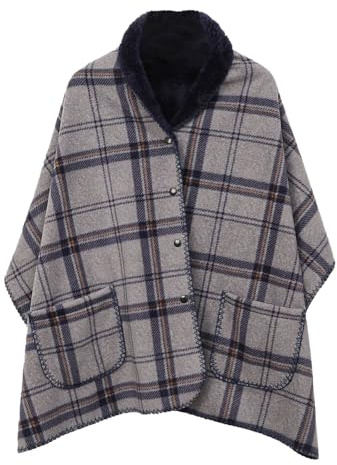 Zanisouta Poncho para mujer de forro polar, abrigo de punto, capa de invierno, cálido, grueso, bufanda, cárdigan con botones, capas térmicas, manta de tela para envolver, calentador de hombros, moda