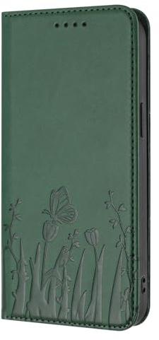 PONRFEKT Funda Cartera para Motorola Moto E40 / E30 / E20,Funda Libro de Cuero PU con Tarjetero,Cierre magnético,función Soporte y protección antichoques-Verde Oscuro