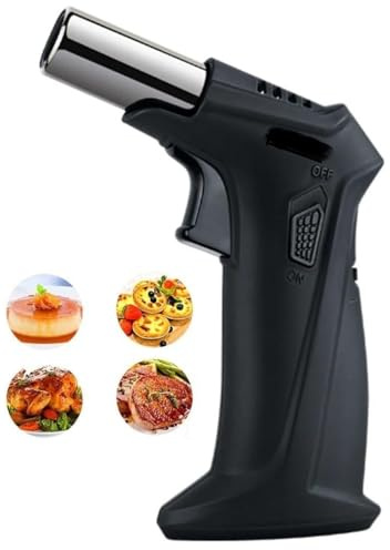 SMHLINE® Flambierbrenner exkl. Gas 300 ml, Feuerzeuge 1300 ℃, Bunsenbrenner, Feuerzeuggas, Crème Brûlée Nachfüllbarer Lötbrenner mit Sicherheitsschloss für die Küche, Camping
