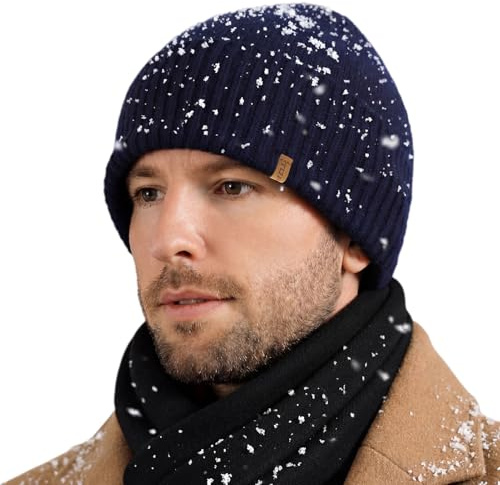 TOP-EX XL/XXL Merino Wollmütze Herren Warme Wasserabweisend Fleece Wintermütze Damen Winddichte Fisher Trawler Strickmütze Skiing Beanie Herren Mütze Nazy XL/XXL