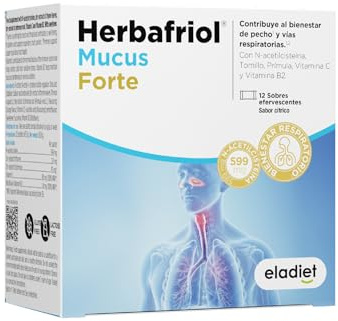 HERBAFRIOL MUCUS FORTE - Apoyo Respiratorio, Garganta y Pecho, Mucosas y Defensas con N-Acetilcisteína (NAC), Tomillo y Prímula + Vitamina C y Vitamina B2 (Riboflavina) | ELADIET