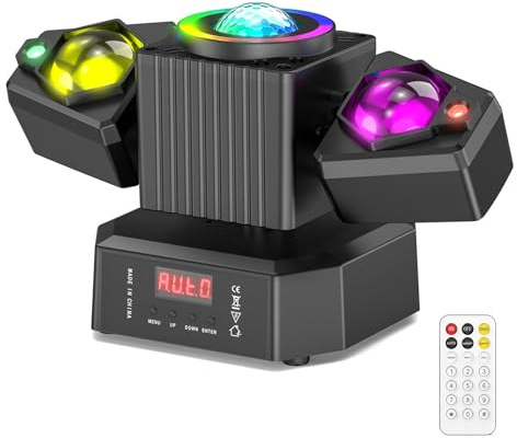 65W Moving Head DJ Lights with Remote Control,4-in-1 Moving Heads Stage Light with RGBW LED Beams & Star Effect,Disco Light with Auto/Remote/DMX512 Control for Party Show Home Club Bar,1PCS
