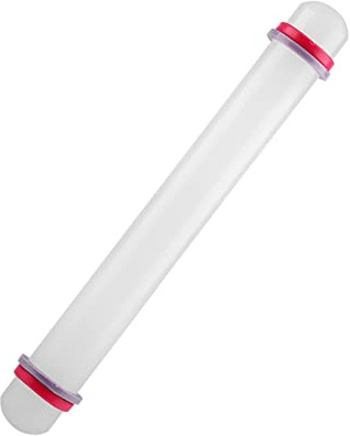 Rodillo para Fondant y Masa de Pizza Rodillo de Plástico Antiadherente con Anillos Guía Ajustables para Grosor Uniforme Ideal para Tartas Pasteles Galletas y Repostería