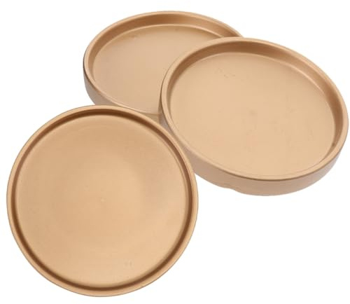 WEKADRIN Soucoupes Rondes en Céramique Or pour Plantes, Lot de 3 Pièces, Base de Pot de Fleurs Solide et Antidérapante, pour Jardin Intérieur et Extérieur