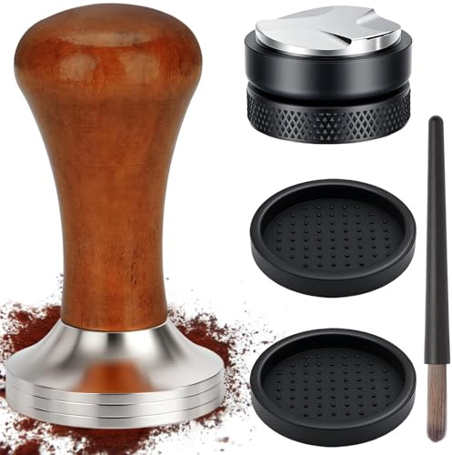YOOULIT Tamper 51 mm, nivå 51 mm, espresso barista tillbehör med silikonunderlag och rengöringsborste, filterhållare, kaffetamper distributör för hushåll, kök, kontor och professionellt café