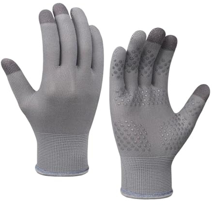 Teruyol Guantes de Escalada, Guantes de Invierno para Pantallas Táctiles, Guantes de Dedos Completos, Construcción de Nailon, Antideslizantes, para Hombres, D, Gris, Mujer