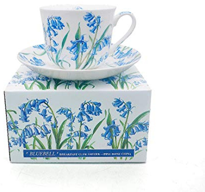 CHINACAVE Bone China Breakfast Cup/Saucer Bluebell Gift Boxed Postage Free UK