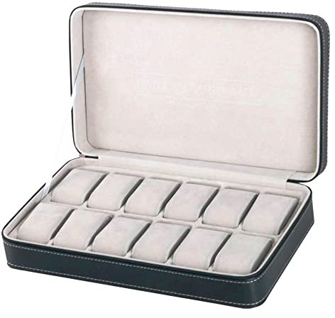 MR Maestro Relojero - Custodia con Zip per 12 Orologi in Eco Pelle | Astuccio Porta Orologi da Viaggio | Porta Orologi Uomo