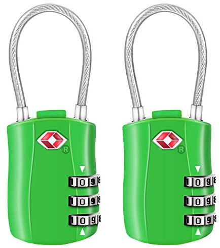 Diyife TSA Bagagelås, [2 PCS] 3-siffrig Kombinationslås, Kodlås, Säkerhetslås för Bagageväska, Resväska, Skåp, Skolväska - Grön