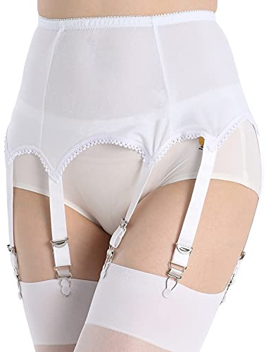 Aurueda Oberschenkel Strumpfgürtel Dehnbar Strapsgürtel für Dessous Oberschenkel Strümpfe Weiß, Größe S