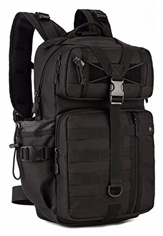 DETECH Impermeabile 20L 25L 30L 40L Molle Tactical Bag Uomo Zaino Militare Nylon Arrampicata Pesca Caccia Zaino, S424-30l-bk, Taglia unica