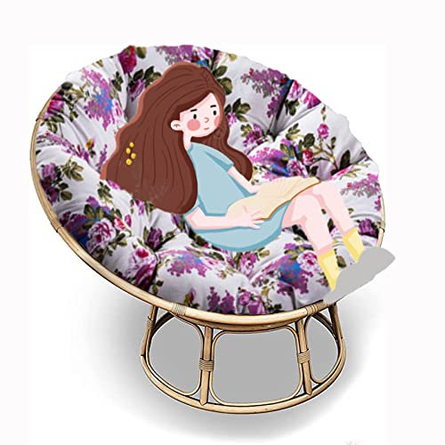 Runde Papasan Sessel Stuhl Auflage Papasan-Kissen für Drehsessel Korbsessel Balkonstuhl【Stuhl Nicht Enthalten】 (P5 Ø170cm/66.9 in)