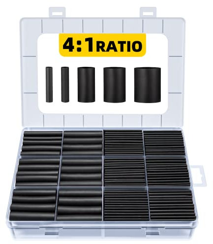 Eventronic 4:1 Tubo Termoretráctil con Adhesivo, IP68 Impermeable Aumentar, 196 Piezas de Doble Pared, para Aislamiento Eléctrico y Conectores de Cable, Alta Capacidad de Carga, que Nunca se Desvanece