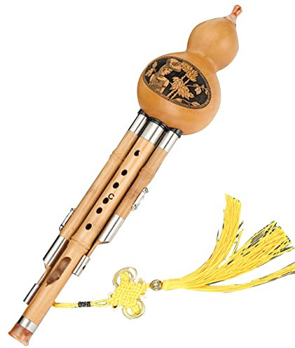 Kürbisflöte Kinderschüler-Anfänger-C-Taste Hulusi B-Flat-Erwachsener, Der Kürbisflöte Spielt Flöte Musikinstrument Autodidaktisches Schenken (Color : Wood, S : B-Flat)