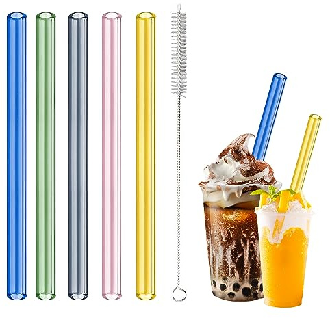 Bubble Tea Strohhalme Glas 12MM Extra Dicke Glasstrohhalme Bunte Strohhalm