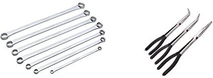 Blue Spot Tools 04305 7pce Extra Long Ring Spanner Set (8-24mm) & 08185 3 Piece Tools 3Pce Long Reach Plier Set, Silver