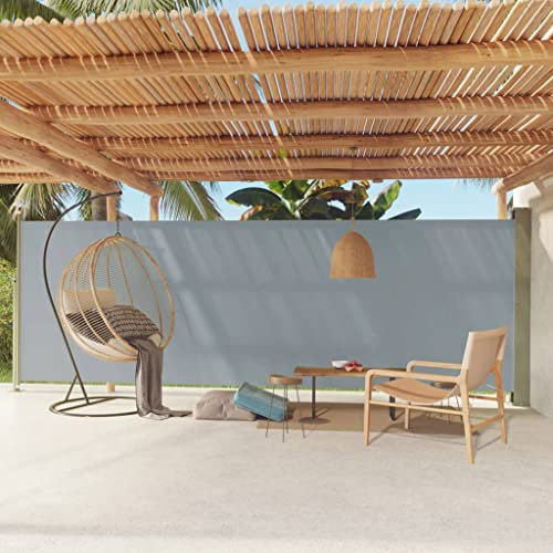 Hovothy 180x600 cm Seitenmarkise Ausziehbar Grau Sichtschutz Balkon Schlichte Sichtschutz Garten Stilvolle Terrassen Sichtschutz Automatische Rückrollfunktion Windschutz Regenschutz Sonnenschutz