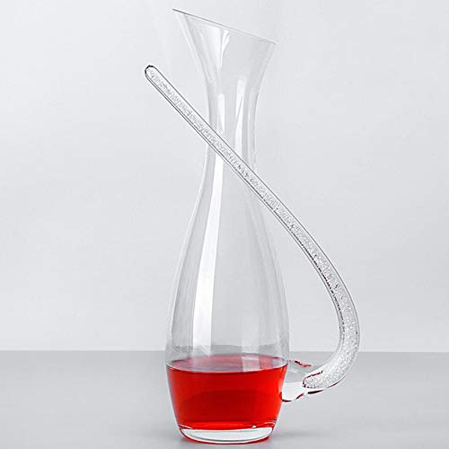 Decanter per vino, elegante decanter per vino – caraffa decanter per vino rosso senza piombo con manico dispenser per la casa, ideale per vino, tè, succhi di frutta, acqua (colore: bianco)