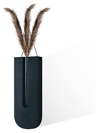 BEIJIALY Wandpflanzgefäß für Den Innenbereich, Anzuchtstation, Hängevase aus Holz für Trockenblumen, Bohemia-Blumen-Wandvase, Hängepflanzgefäß, Taschenvase (Schwarz)