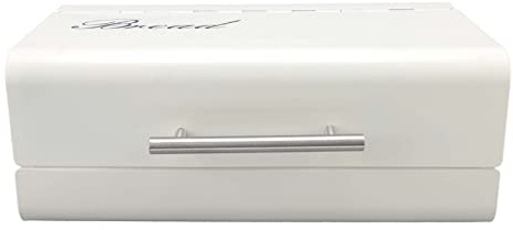 Panera, Caja de Pan de Metal, Contenedor de Almacenamiento de Pan con Tapa, Contenedor de Almacenamiento de Pan de Gran Capacidad para Ahorrar Espacio en la Encimera con Puerta Tipo Almeja(Blanco)