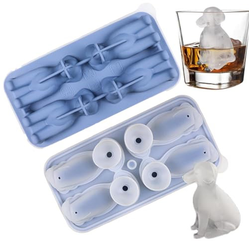 Labrador Hunde Eiswürfelform, Hundeform Eiswürfelform Silikon, Lustig Tray, 4 Niedliche Hunde Eiskugel Maker Für Whiskey, Cocktails, Kaffee