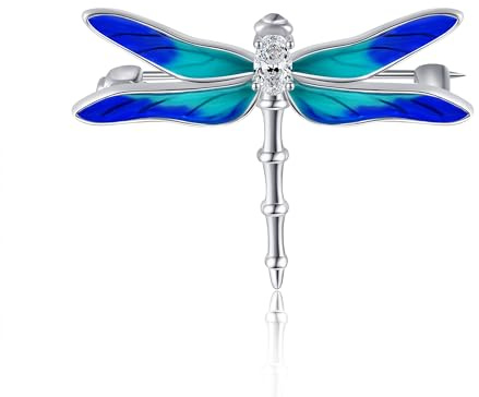 Broche en forme de libellule en argent sterling - Épinglette - Bijoux pour femmes - Cadeaux, Argent sterling