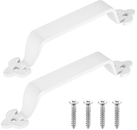 HAOCHEN 2 Stück Türgriffe Weiß, Schiebetür Griff, Schiebetürgriffe, Scheunentor Griff Weiß, Gusseiserne Handgriffe, 215mm Retro Scheunentürgriff Balkontür Außen für Garagen Schränke Möbelgriffe