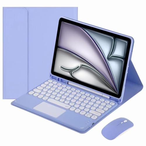 Funda con Teclado para iPad Air 11 Pulgadas M2 (2024), iPad Air 5.ª Gen (2022) / iPad Air De 4.ª Gen 10,9 - Español Ñ,Teclado Bluetooth Magnéticamente Desmontable,Púrpura