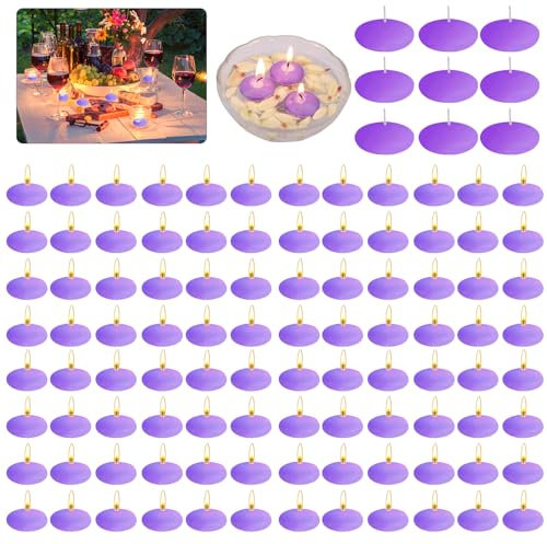 90 Stück Lila Schwimmkerzen, UnparfüMierte Schwimmkerzen Wachs, Schwimmende Kerzen, für Hochzeitspool,Valentinstagbadewanne,Abendessen, Valentinstagsessen